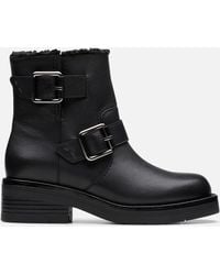 Clarks - Rebelle Buckle Leather Biker Boots - Lyst