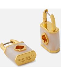 Kate Spade - Lock & Spade Gold-plated Huggies - Lyst