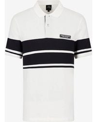 Armani Exchange - Stripe Cotton Polo Shirt - Lyst