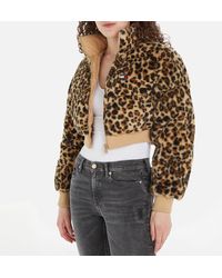 Tommy Hilfiger - Leopard-print Faux Fur Cropped Puffer Jacket - Lyst