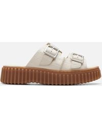 Clarks - Torhill Cros-effect Leather Sandals - Lyst