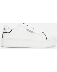 karl lagerfeld exclusive leather flatform trainers in white croc