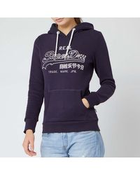 Superdry V Logo Emb Outline Entry Hoody - Blue