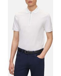 BOSS - Polston Ribbed Cotton-piqué Zipped Polo Shirt - Lyst
