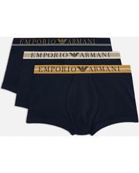 Emporio Armani - 3-pack Cotton-blend Boxer Trunks - Lyst
