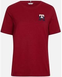 Tommy Hilfiger Embroidered Logo Cotton T-Shirt - Rot