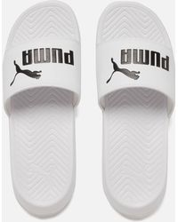 puma white slippers for men