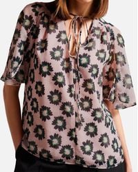 Ted Baker - Harlynn Floral Tie Chiffon Top - Lyst