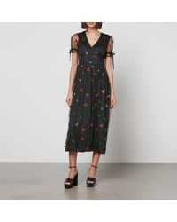 Never Fully Dressed - Embellished Cherry Lined Mesh Midi Dress - Lyst