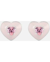 Thomas Sabo Charming Heart Silver-Tone Earrings - Pink