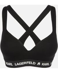 Karl Lagerfeld Padded Logo Bra - Black