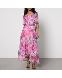 Hope & Ivy - Tessa Floral-print Chiffon Wrap Maxi Dress - Lyst