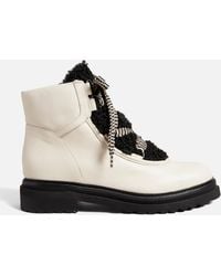 Ted Baker - Mosie Leather And Faux Shearling-blend Boots - Lyst