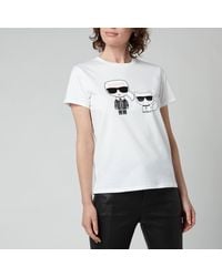 Karl Lagerfeld Organic Ikonik Karl & Choupette T-shirt - White