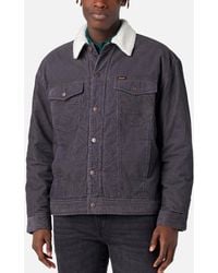 Wrangler - Antifit Fleece-trimmed Cotton-corduroy Trucker Jacket - Lyst