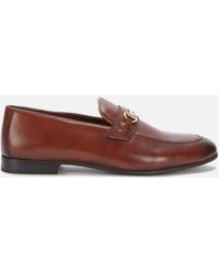 Walk London Terry Trim Leather Loafers - Brown