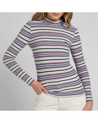 Lee Jeans - Striped Ribbed Jersey Top - Lyst