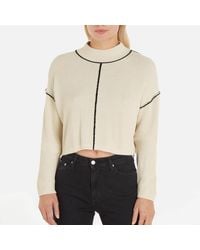 Calvin Klein - Contrast Seams Cotton Sweatshirt - Lyst