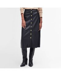 Barbour - Alberta Faux Leather Midi Skirt - Lyst