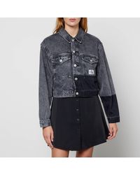 Calvin Klein Cropped Oversized Denim Jacket - Black