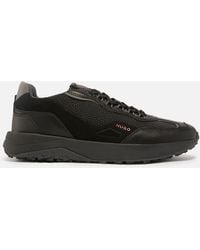HUGO - Kane Leather And Faux Leather Runner Trainers - Lyst