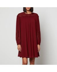 See By Chloé - Georgette And Lace Mini Dress - Lyst