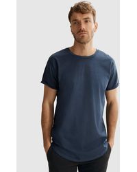 Country Road Short Sleeve Longline Garment Dyed T Shirt - Blue