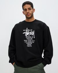 Stussy - Solid World Tour Crew Neck Sweater - Lyst