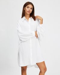 Apricot Swing Shirt Dress - White