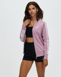 adidas originals sleek mesh tulle track jacket in pink