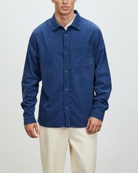 Misfit Mama Tried Long Sleeve Cord Shirt - Blue