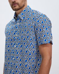 Ben Sherman - Short Sleeve Block Geo Print Shirt - Lyst