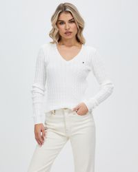 Tommy Hilfiger Womens Aida Cable Knitted Jumper White | Lyst Australia