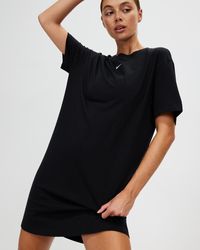 Nike White Swoosh Ruched Side T-shirt Dress | Lyst Australia