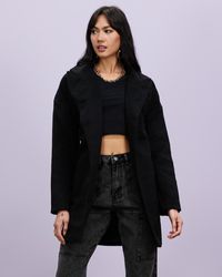 Missguided Drop Shoulder Belted Formal Coat - Black