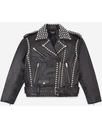 The Kooples Schwarze Bikerjacke mit Nietenbesatz