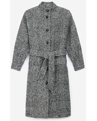 The Kooples Black Wool Coat With High Neck - Gray