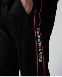 The Kooples Skinny Black Fleece joggers With Logo Strip