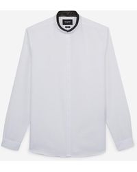 The Kooples Shirt With Leather Officer Collar, Removable - White