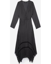 The Kooples Vestido largo estampado abotonado delante - Negro