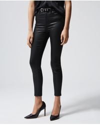The Kooples Schwarze Stretch-Jeans in Lederoptik - Mehrfarbig