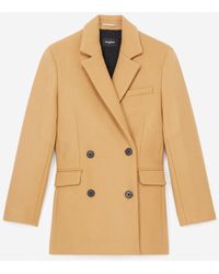 The Kooples Pea Coat-style Button-up Camel Wool Coat - Natural