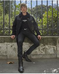 The Kooples Abrigo negro lana cuello de borreguito