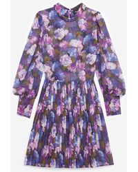 The Kooples Plissiertes fließendes Kleid mit lila Print