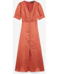 The Kooples Buttoned Jacquard Long Pink Dress - Orange