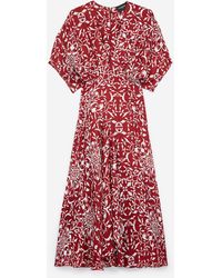 The Kooples Langes Kleid aus Seide mit Print, fließend - Rot