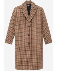 The Kooples Double-faced Check Wool Coat - Brown