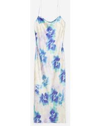 The Kooples Lange Jurk Met Print, Bandjes En Open Rug - Blauw