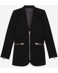The Kooples Zwarte Colbert Van Wol En Kasjmier Met Rits