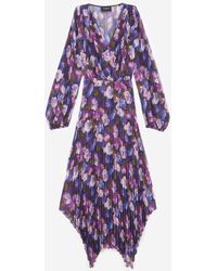 The Kooples Plissiertes langes Kleid mit lila Print